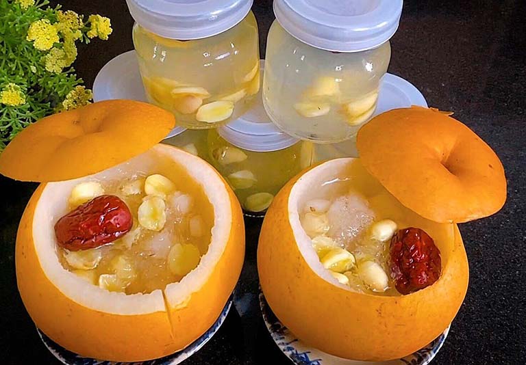 Yến chưng đường phèn lê, táo đỏ